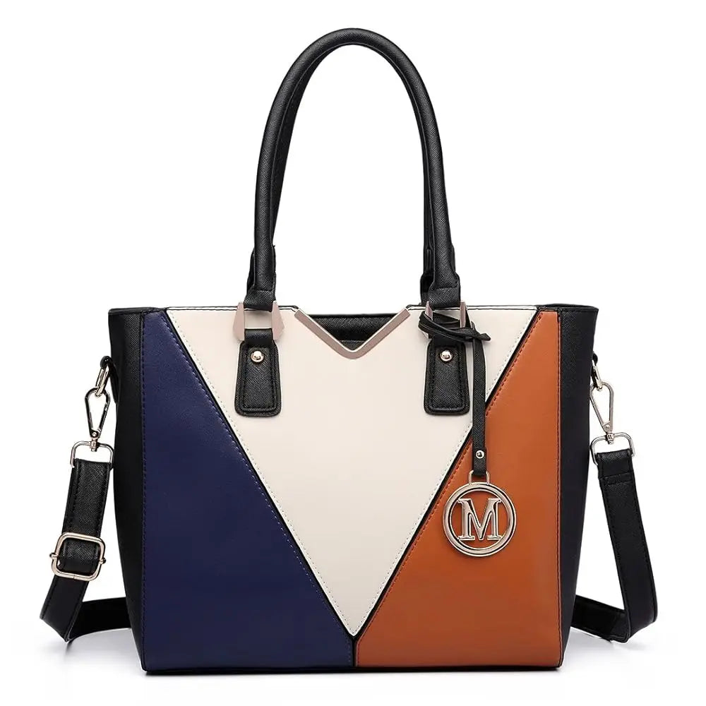 Miss Lulu Women's Lightweight Leather Look V-Shape Shoulder Tote Bag - Medium Handbag for Everyday Use