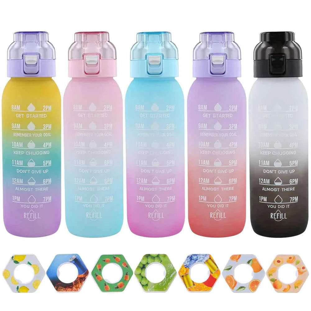1000ML Fragrance Smelling Water Bottle with 1/7 Flavor Pod Air Water Up Bottle Scented Drinking Cup for Travel Climbing Hiking