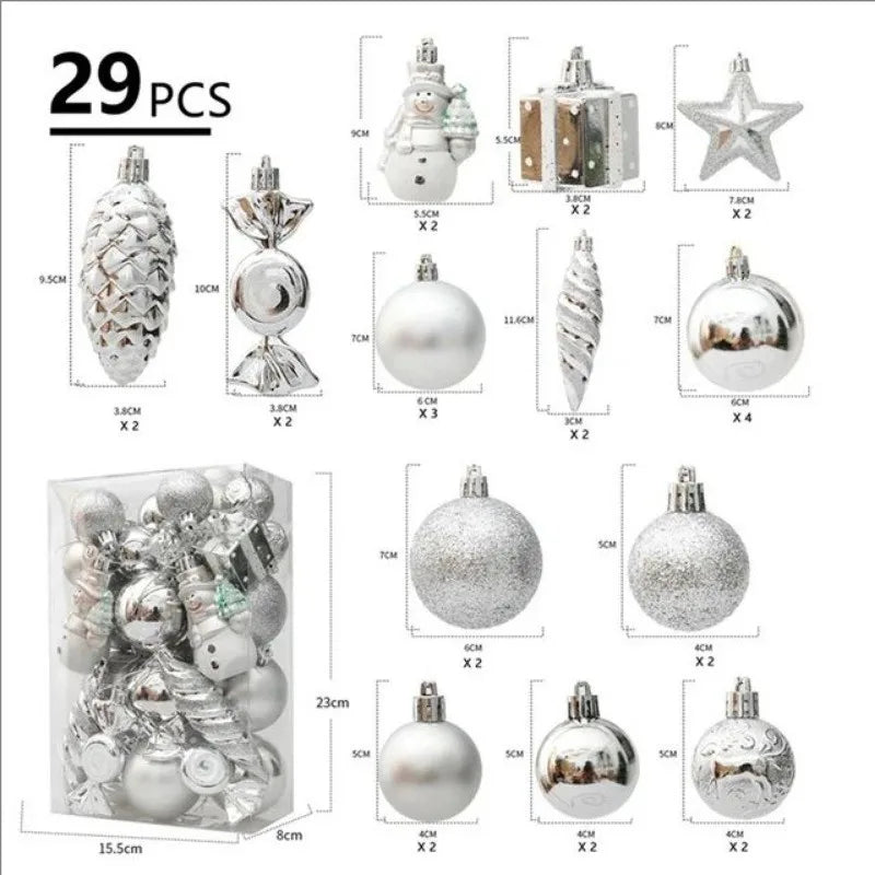 20/29pcs Christmas Ball Decoration Hanging Christmas Tree Pendant Ornaments For Home Gifts Accessories