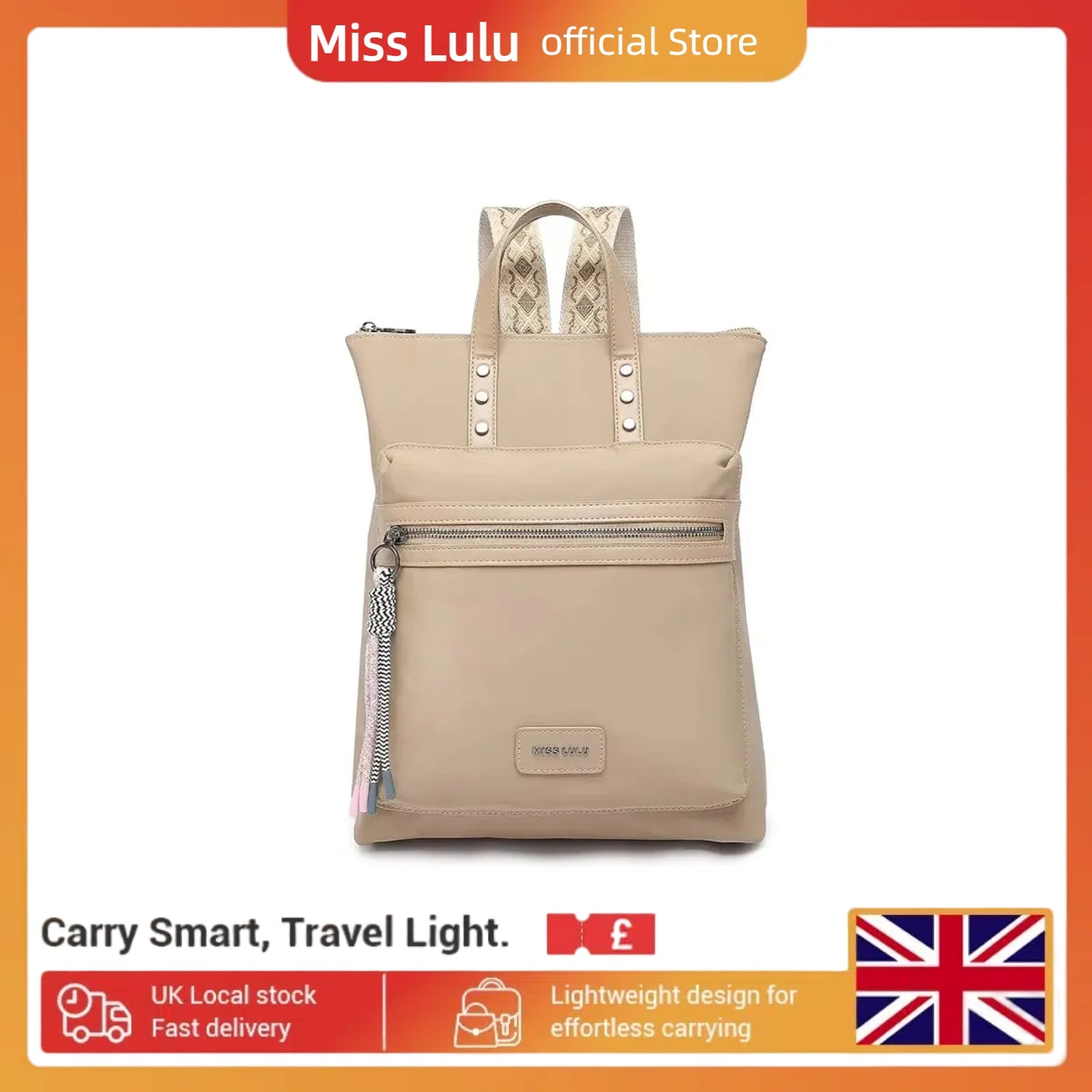 Miss Lulu Women Frauen Mode-Rucksack Backpack, L28W8H35cm