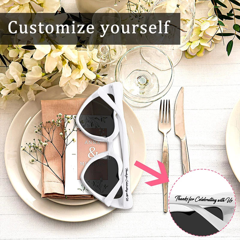 12-100Pairs Heart Sunglasses Bulk Wedding Party Favors for Guests Bachelorette Hen Party Fun Glasses Team Bride Bridesmaids Gift