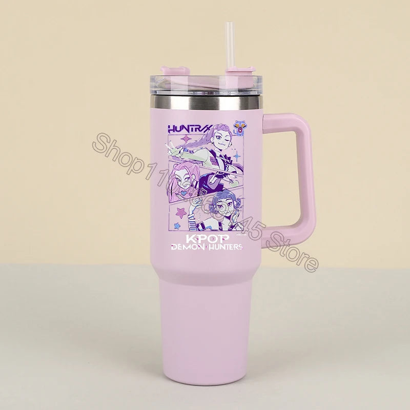 New K Pop Demon Hunters Water Bottles Kawaii Cartoon Water Bottle Girls Large Capacity with Handles Water Cup Birthday Gifts - YourGiftIdeasUK