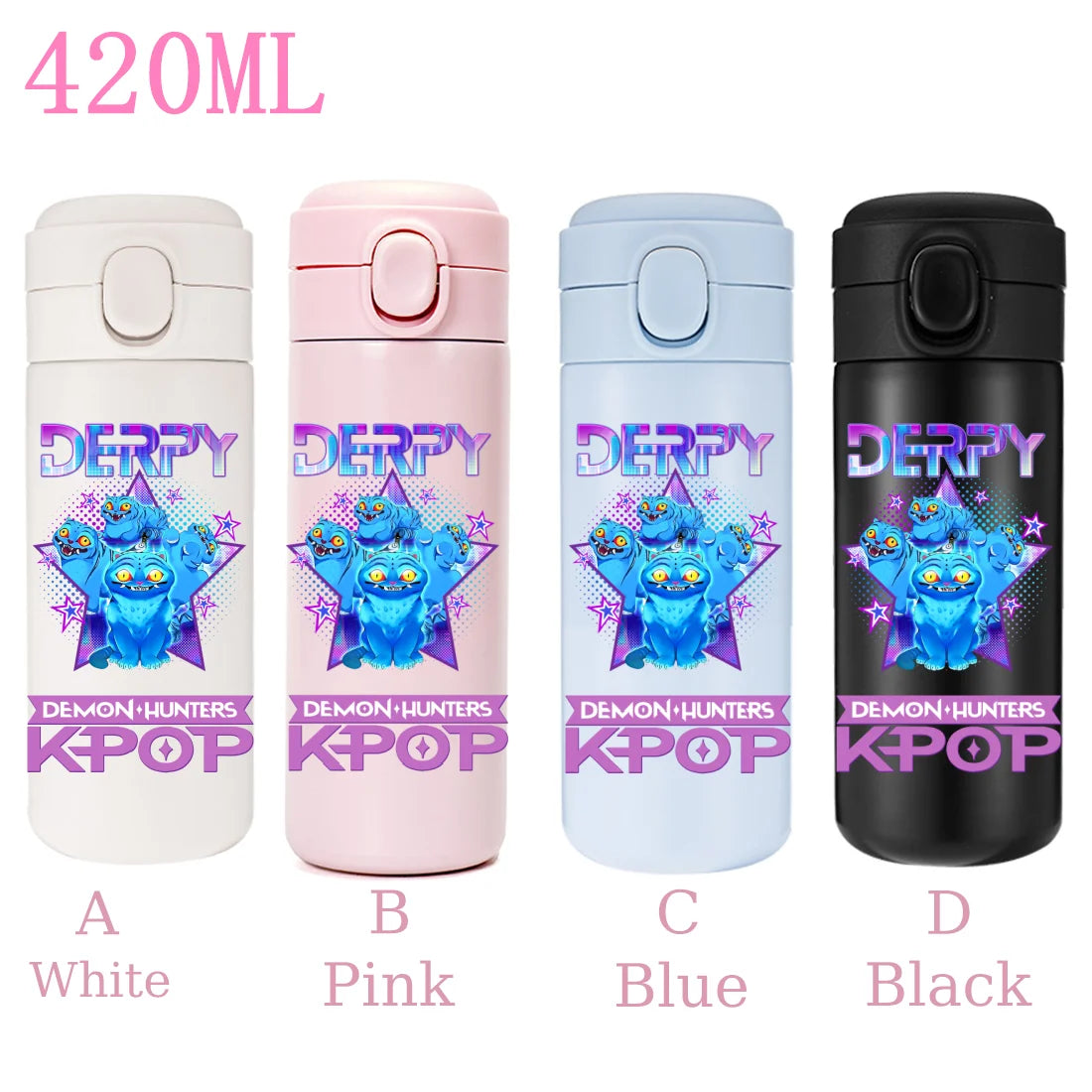 420ML KPop Demon Hunters Cartoon Stainless Steel Thermal Water Bottle Mini Leak Proof Portable Insulated Cup Birthday Gift - YourGiftIdeasUK