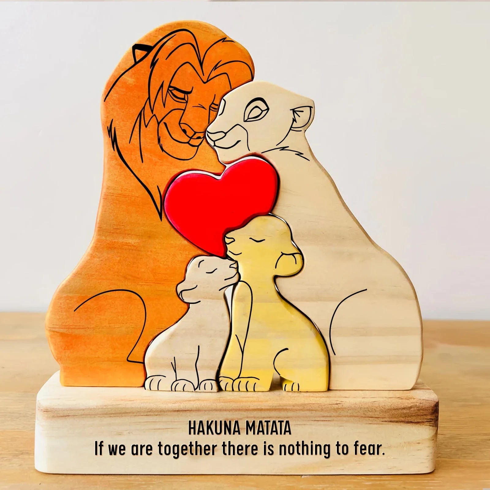 Art Wooden Family Puzzle Personalized Name Puzzle Wooden Lion Puzzle Home Decor Christmas Warm Gifts for Parents