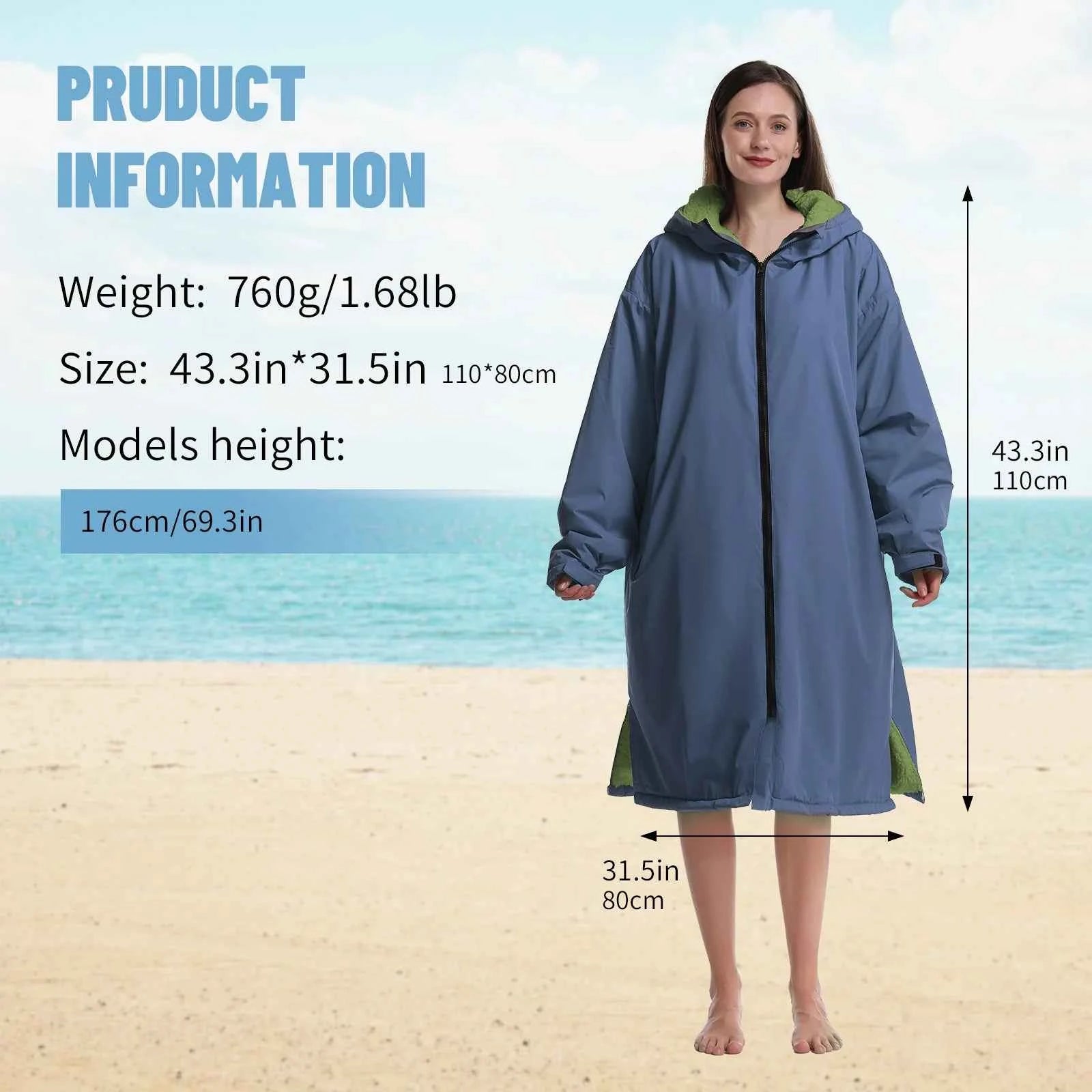 Mutao Ultra-Soft Waterproof Quick-Dry Changing Robe - Rapid Drying, Soft and Cozy - Perfect for Swimming, Surfing, Diving