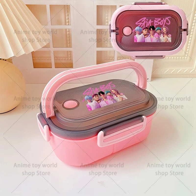 KPop Demon Hunters Portable Bento Lunch Boxs Girl Boy Compartment Fruit Food Boxs Microwave Lunch Box Picnic Fresh Box Gift - YourGiftIdeasUK
