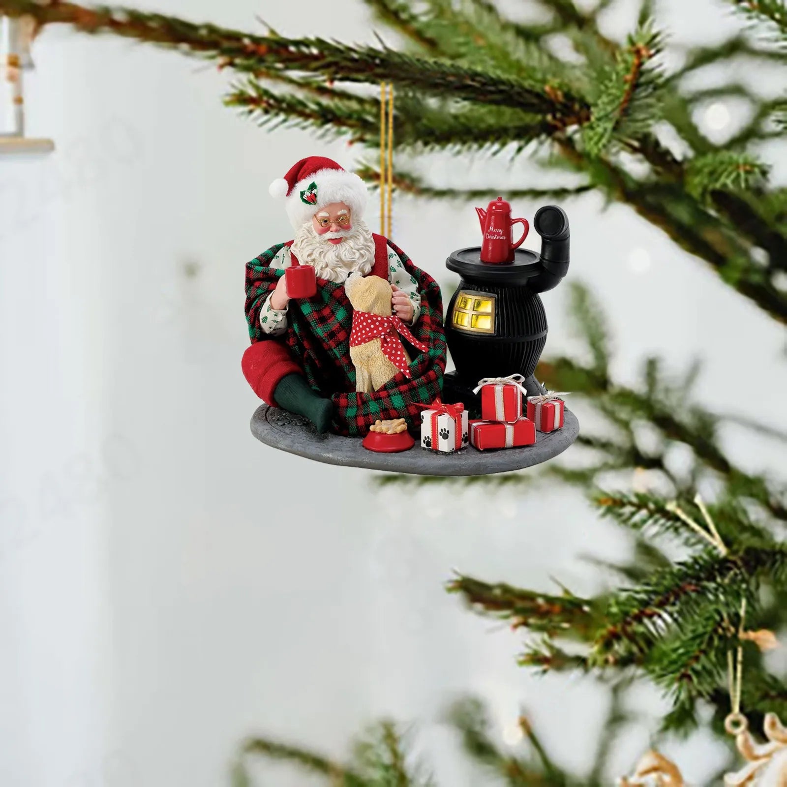 Christmas Tree Decor Pendant 2D Acrylic Santa Claus's Daily Life Home Holiday Pendant Christmas Ornaments Navidad New Year 2025 - YourGiftIdeasUK