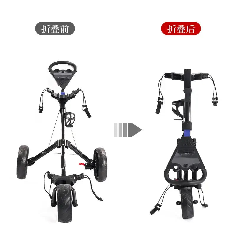 Golf Push Cart with Brake Multi-function Scoreboard Three-wheel Folding Cart Aluminum Alloy Trolley - YourGiftIdeasUK