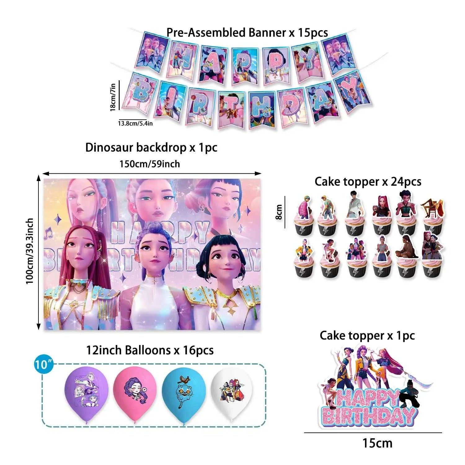 Birthday Decoration Set K Pop Demon Hunters Birthday Tablecloth Cup Plate Baby Shower Party Favors Kids Party Supplies Gift