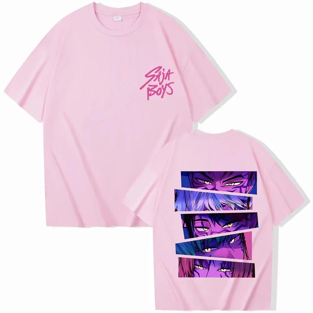 2025 Summer Kpop Devil Hunter Saja Boy T-shirt KPop Demon Hunters Casual Anime Cotton T-shirt Top Suitable Men Women