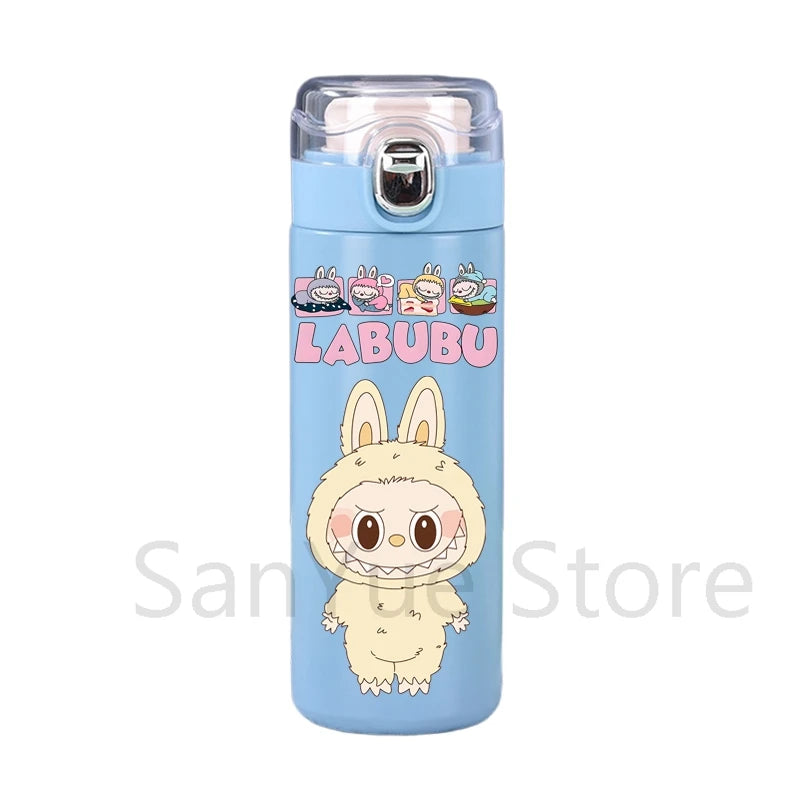 400Ml Water Bottle Cartoon Printed Thermos Cup Pocket Stainless Steel Thermal Coffee Mug Vacuum Insulated Flask Cup Kid Gift