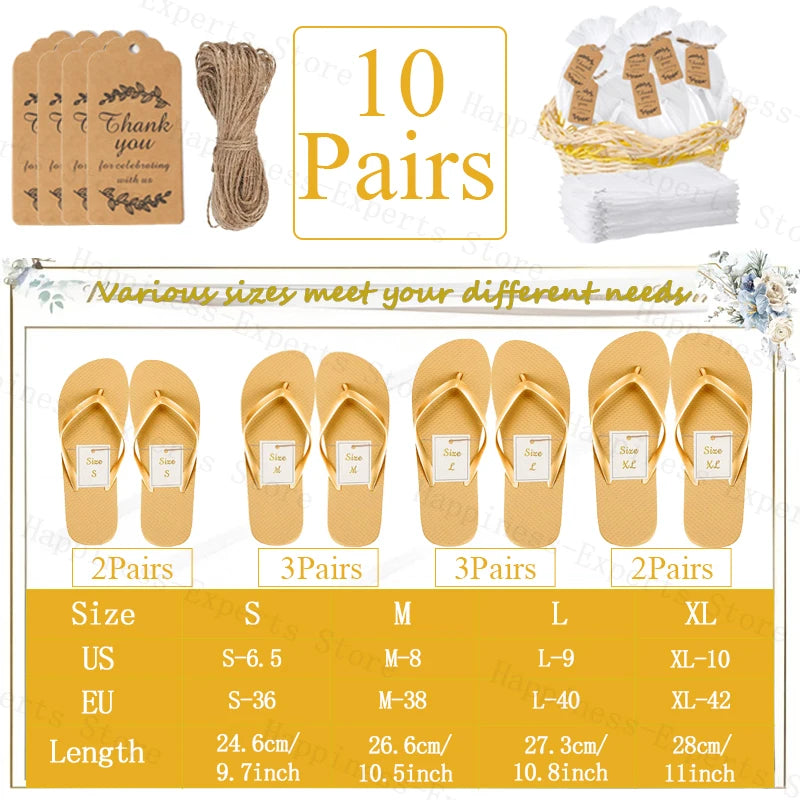 10-72Pairs Flip Flops for Wedding Guests Sandals Slippers with Cards  Bags Woman Men Wedding Favors Hen Beach Pool Party