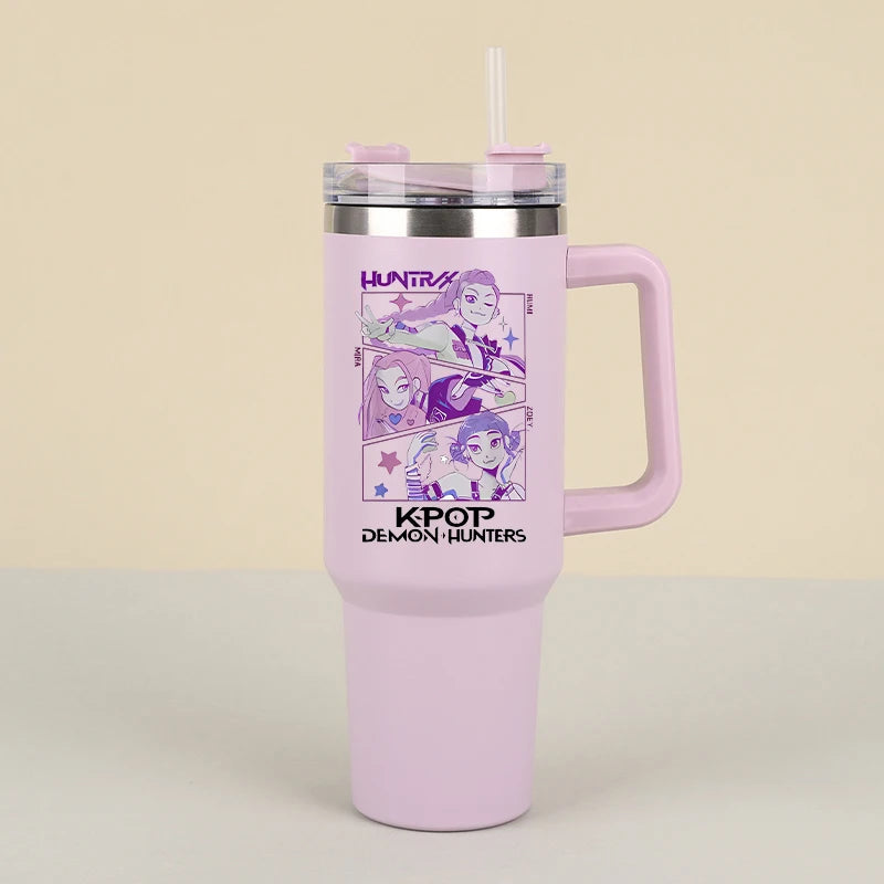 New K Pop Demon Hunters Water Bottles Kawaii Cartoon Water Bottle Girls Large Capacity with Handles Water Cup Birthday Gifts - YourGiftIdeasUK