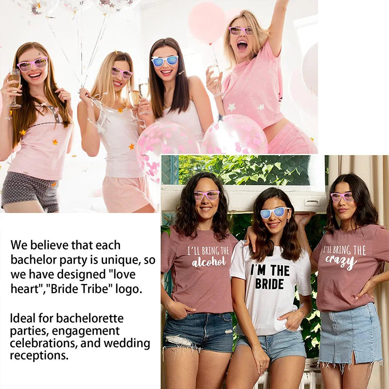 12-100 Pairs Wedding Bodas Heart Sunglasses Bachelorette Bachelor Hen Party Glasses Team Bride Bridesmaids Groomsmen Gifts