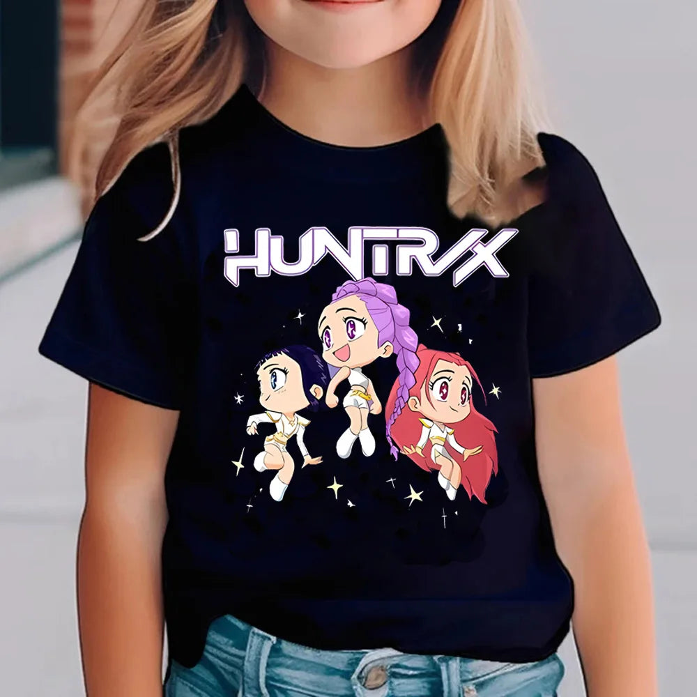 Kpop Demon Hunters Children's T Shirt Short Sleeve T-shirt Cute Kpop Demon Hunters Tiger Harajuku Tshirt for Boys Girls