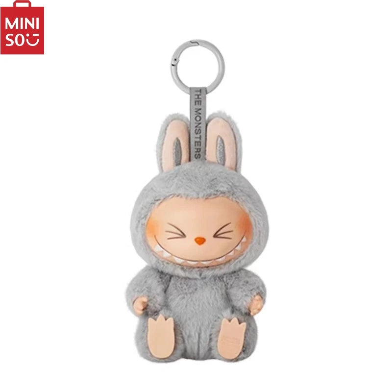 MINISO Blind Box Vinyl Doll 2nd LABUBV2Generation New Collection Have a Plush Doll Seat Figurine Keychain Pendant