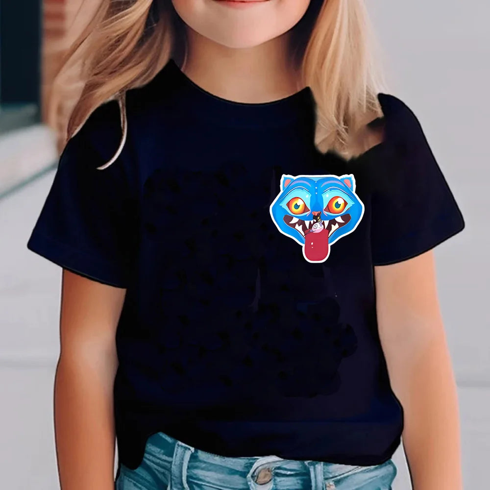 Kpop Demon Hunters Children's T Shirt Short Sleeve T-shirt Cute Kpop Demon Hunters Tiger Harajuku Tshirt for Boys Girls