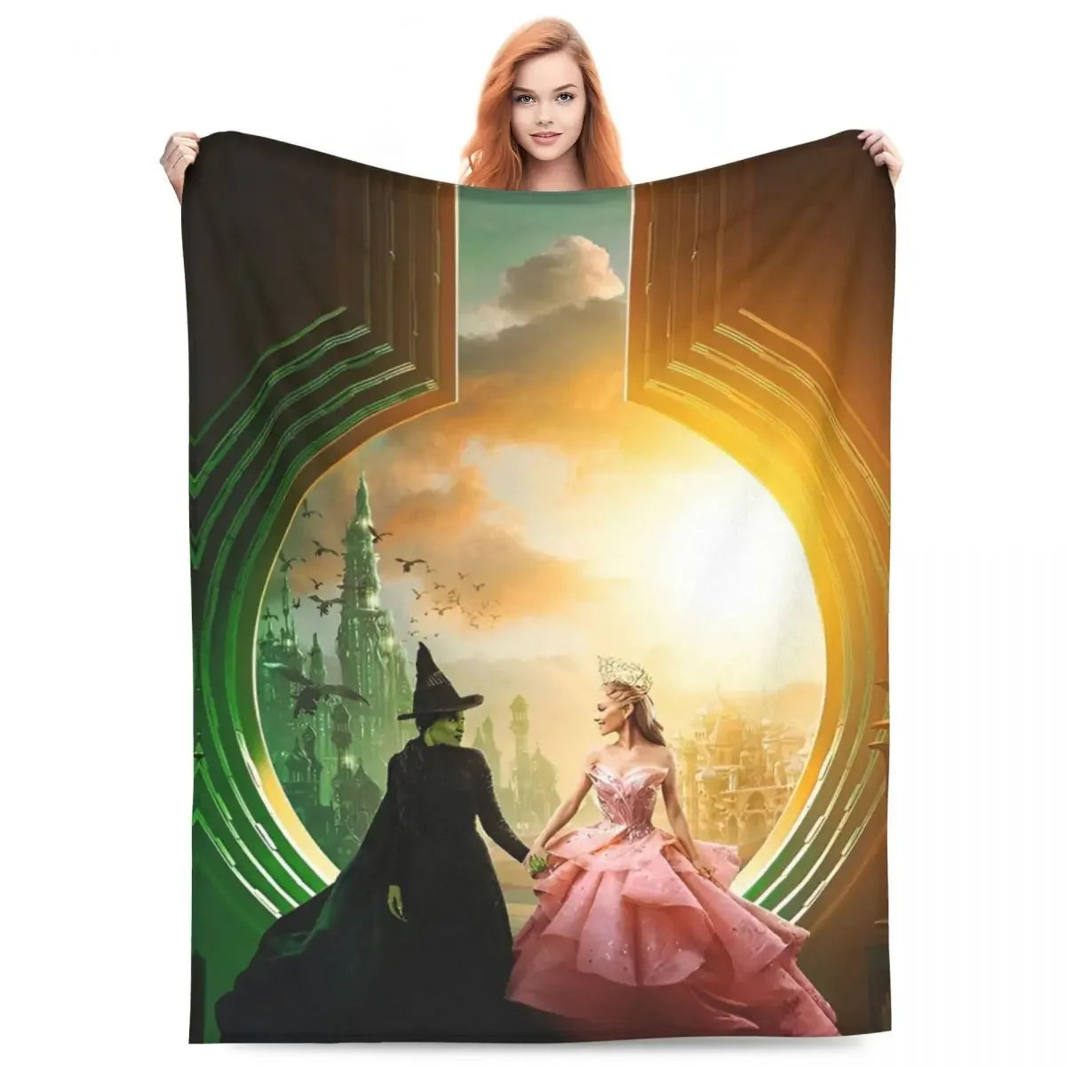 Soft Blanket Travel Wicked Elphaba & Glinda Tonal Throw Blanket Magic Movie Flannel Bedspread For Bedroom Aesthetic Bed Cover - YourGiftIdeasUK
