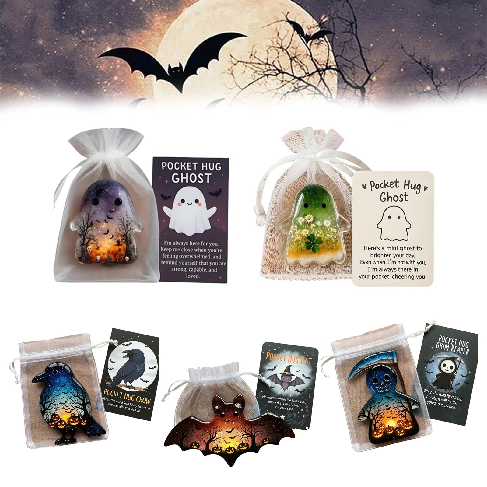 Halloween Resin Mini Ghosts Statue - YourGiftIdeasUK