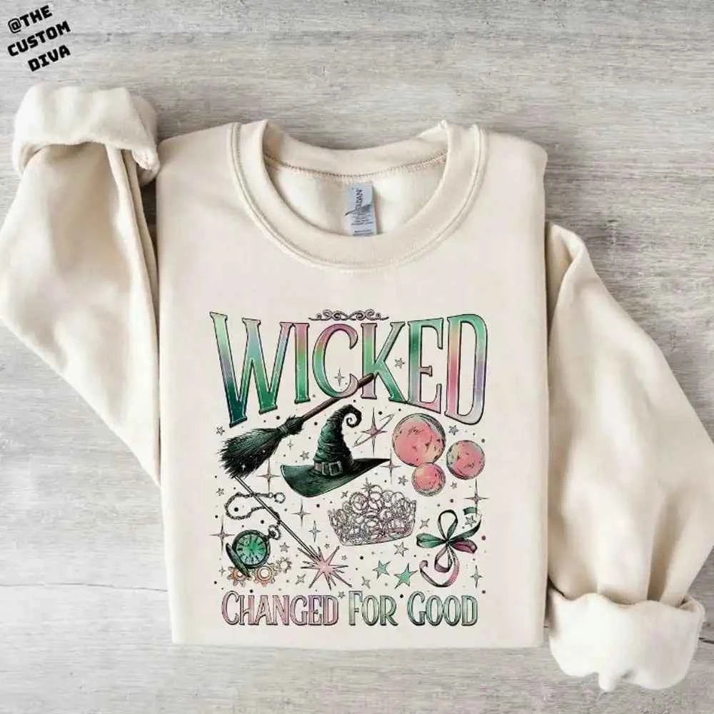 Wicked Changed for Good Sweatshirt Book Lover Gift Defy Gravity Sweatshirt Women Basic Tops Loose Vintage Fleece Sweatshirts