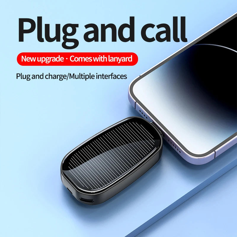 Solar Mini Power Bank Key Ring Portable Charger Compact Outdoor Camping External Battery Emergent Phone Powerbank 1200mAh 2025