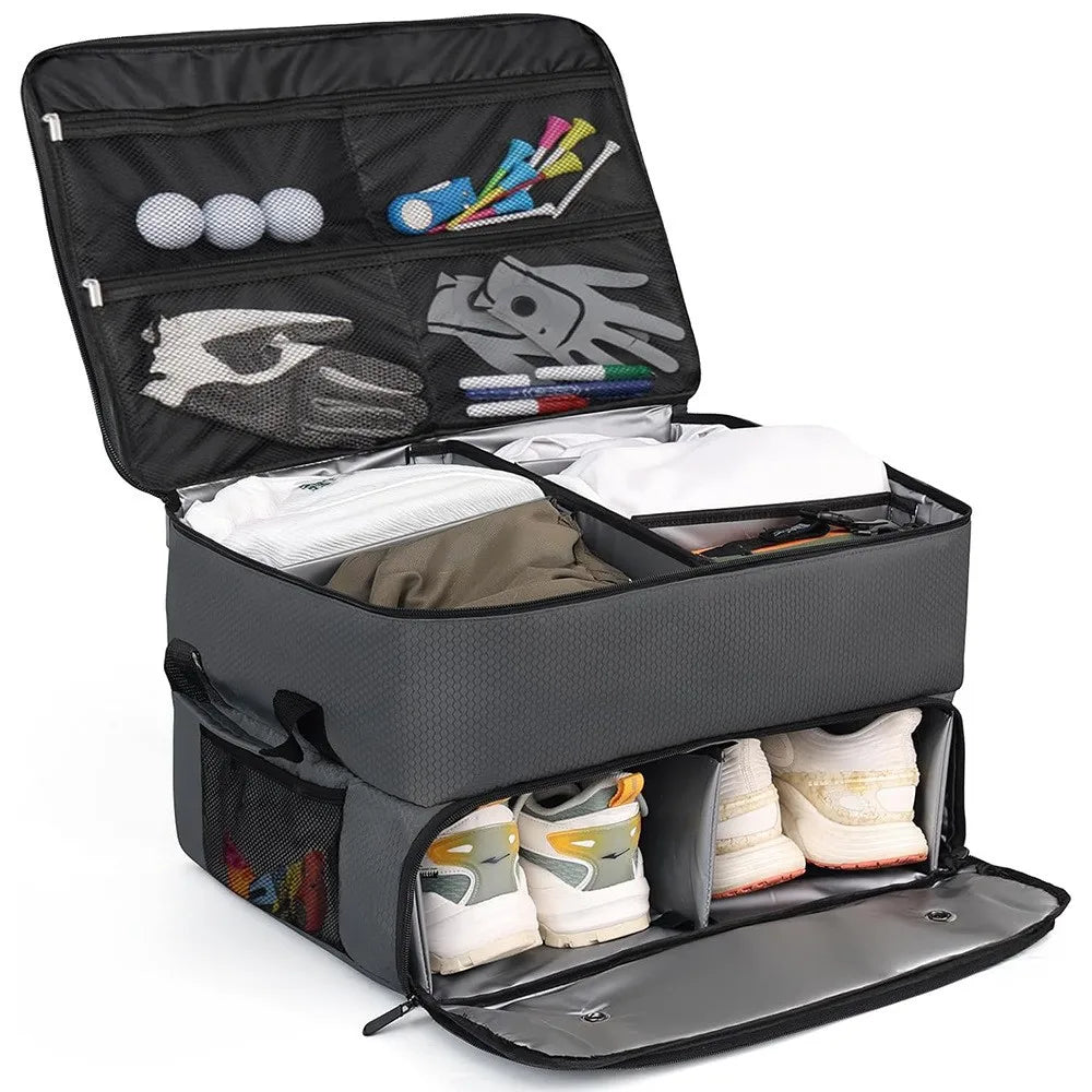 Golf Trunk Organizer Waterproof Car Golf Shoes Bag With Large Golf Storage Box For Shoes Balls Tees Clothes Gloves Accessories ﻿