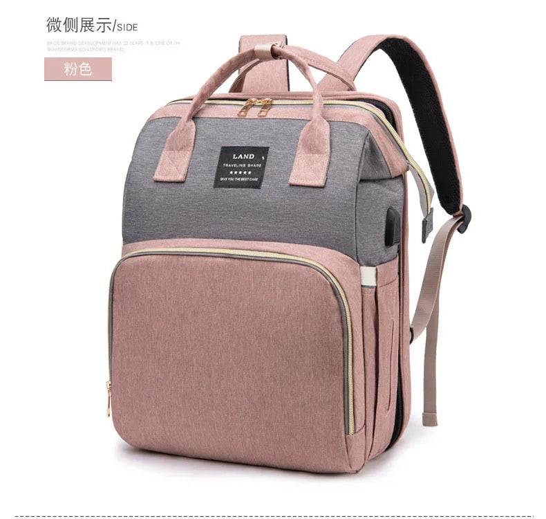 Multifunctional Mother and Baby Bag Mom Bag Bottle Backpack 2024 New Folding Sleeping Changing Bag Diaper Backpack