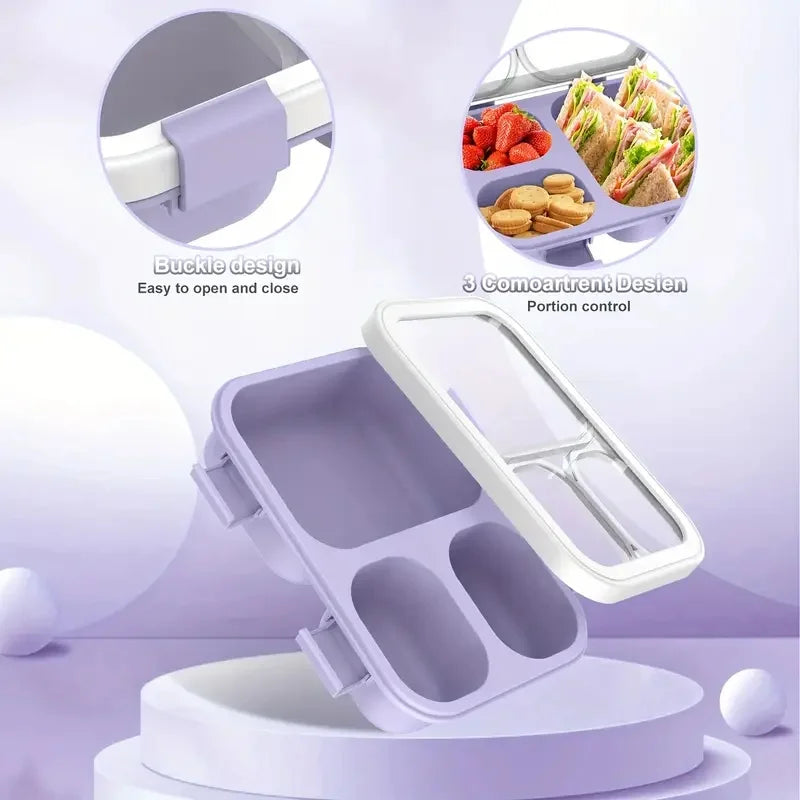 Bento Box Leakproof Lunch Food Storage with Stackable Design Carry Handles Office School for Kitchen Restaurant Use Lunch Box