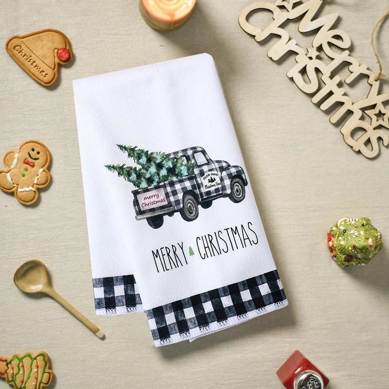 2pcs Christmas Kitchen Towels Merry Christmas Party Decoration 2025 Xmas Santa Claus Dish Towel Navidad Natal New Year Gift 2026 - YourGiftIdeasUK