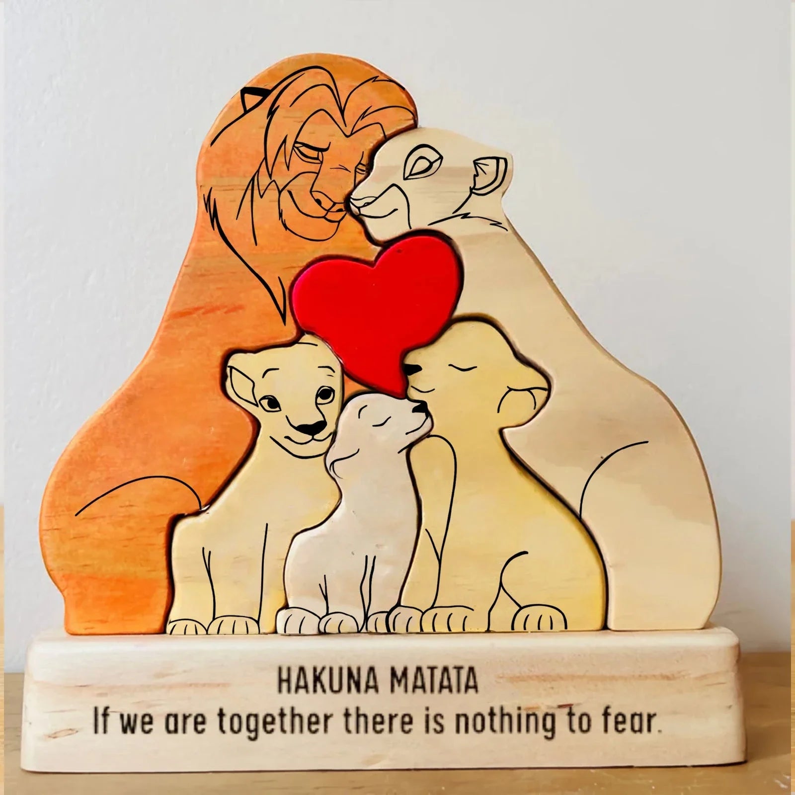 Art Wooden Family Puzzle Personalized Name Puzzle Wooden Lion Puzzle Home Decor Christmas Warm Gifts for Parents