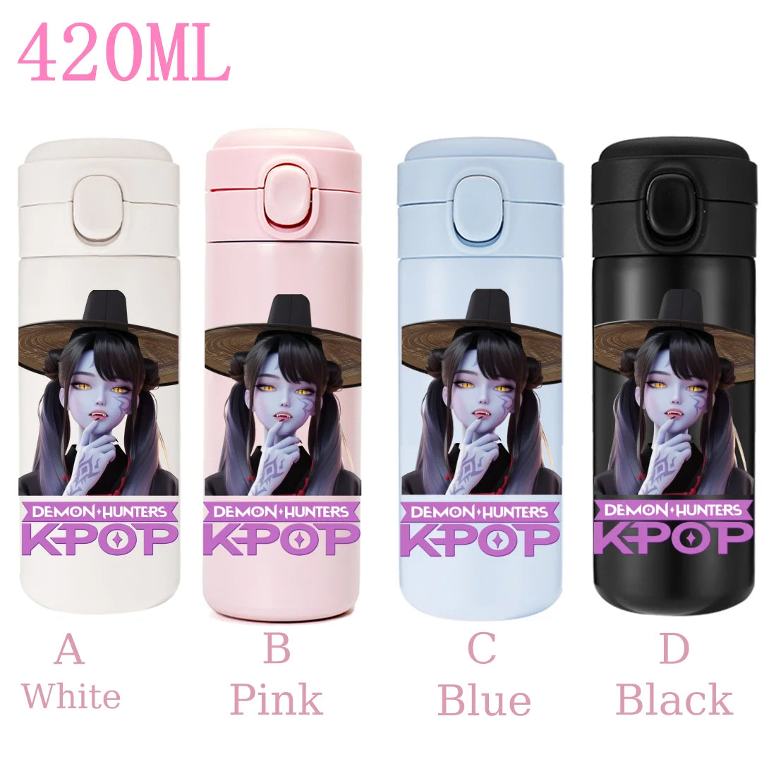 420ML KPop Demon Hunters Cartoon Stainless Steel Thermal Water Bottle Mini Leak Proof Portable Insulated Cup Birthday Gift - YourGiftIdeasUK