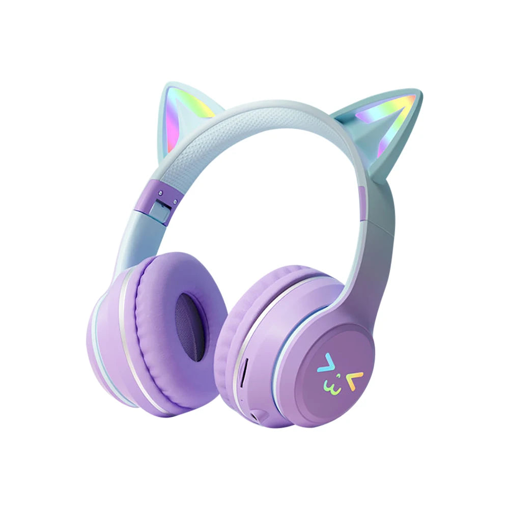 RGB Cat Ear Wireless Headphones Glow with Microphone Stereo Music Sport Headset Gaming Headphones For Kids Girls Gifts - YourGiftIdeasUK