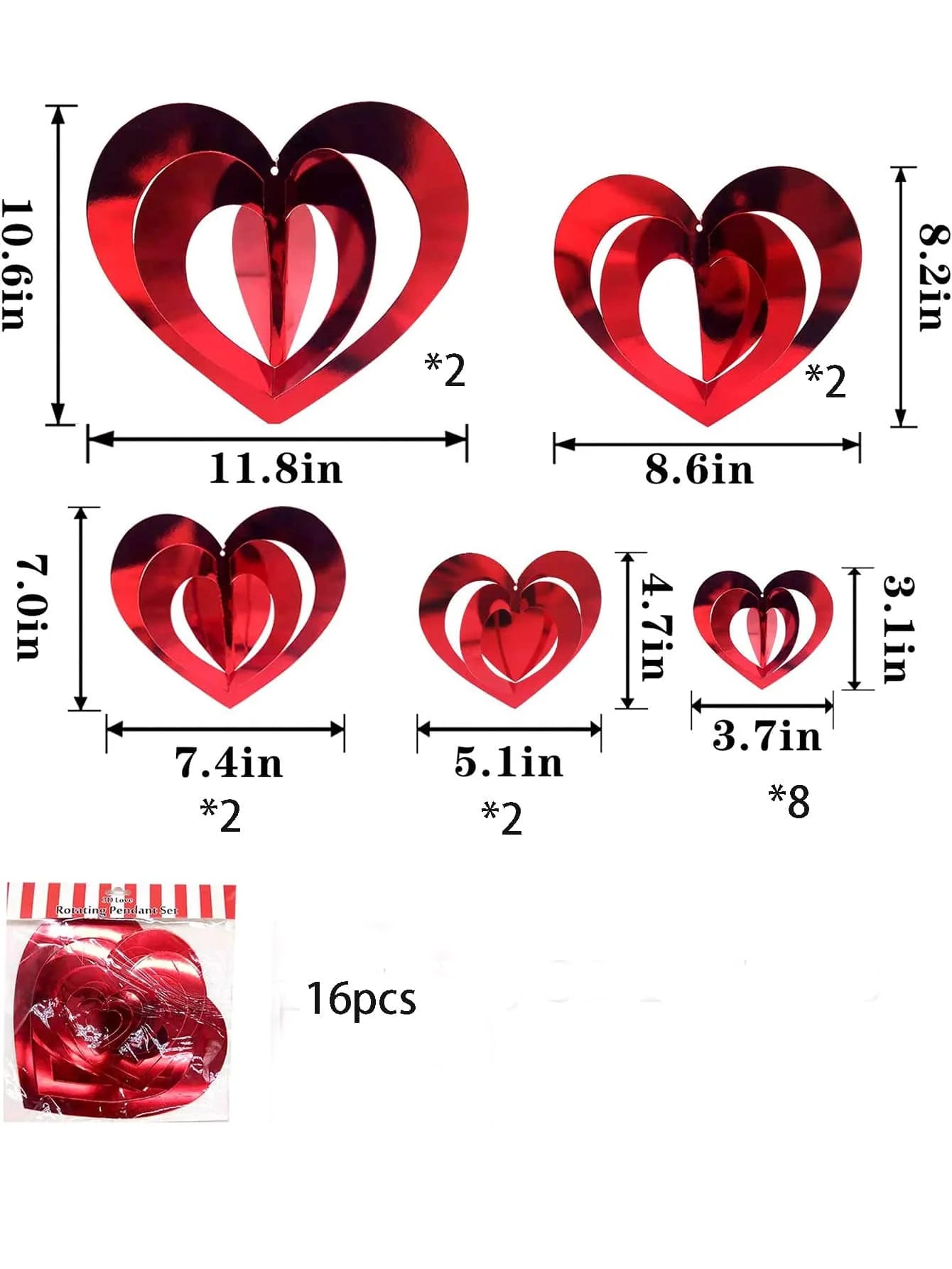 16pcs 3D love pendants/set, wedding anniversary birthday party, wedding decorations, hollow pendants, home decorations