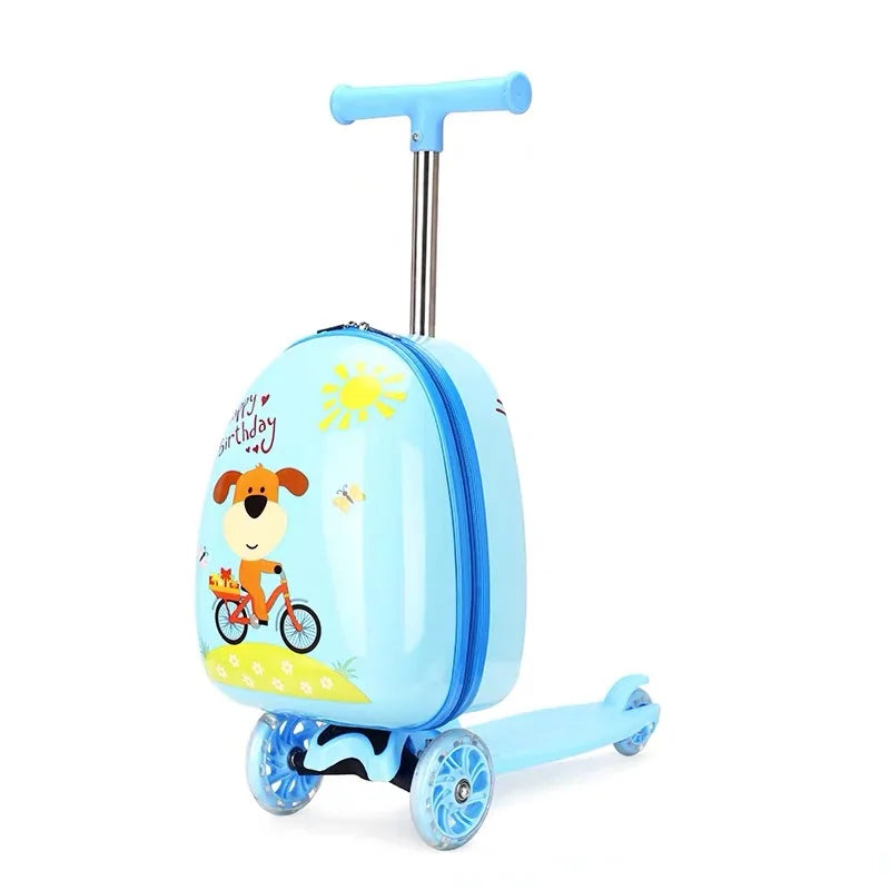 Children Travel Suitcase Cute Cartoon Skateboard Rolling - YourGiftIdeasUK