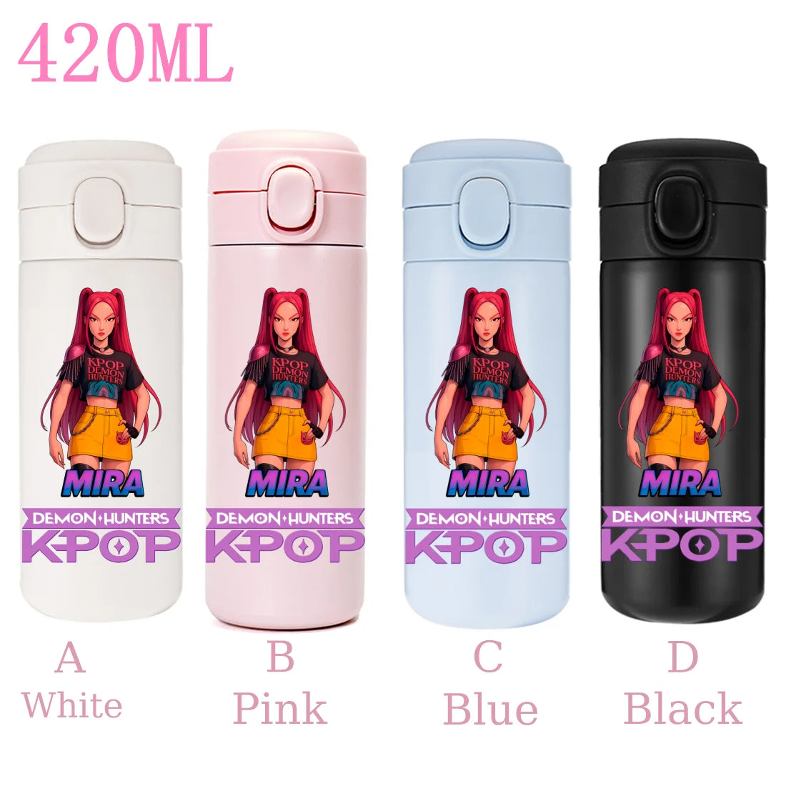 420ML KPop Demon Hunters Cartoon Stainless Steel Thermal Water Bottle Mini Leak Proof Portable Insulated Cup Birthday Gift - YourGiftIdeasUK