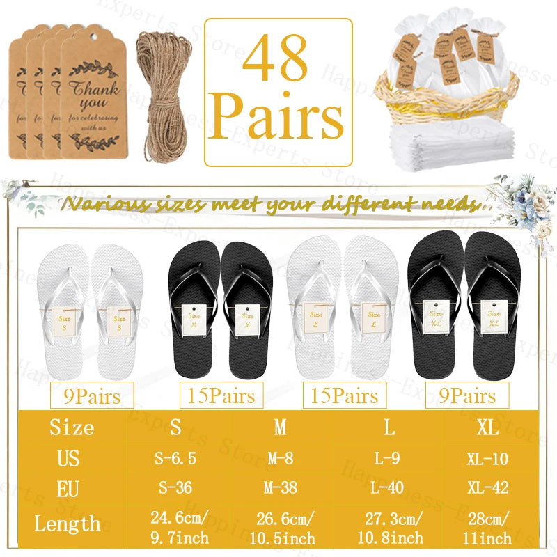 10-72Pairs Flip Flops for Wedding Guests Sandals Slippers with Cards  Bags Woman Men Wedding Favors Hen Beach Pool Party