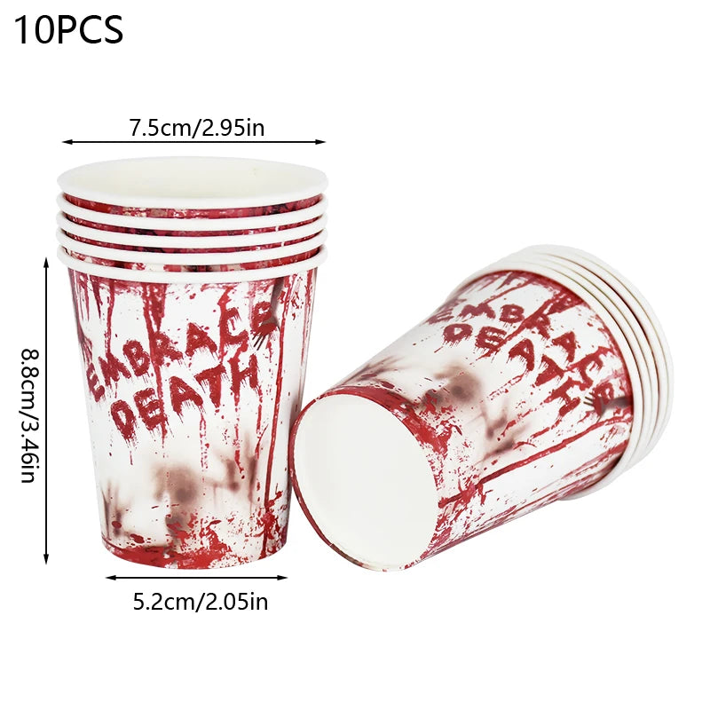 Halloween Party Disposable Tableware Scary Bloody Handprint - YourGiftIdeasUK