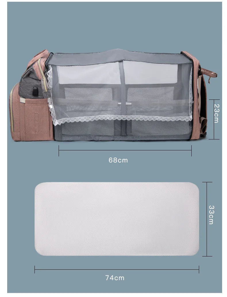 Multifunctional Mother and Baby Bag Mom Bag Bottle Backpack 2024 New Folding Sleeping Changing Bag Diaper Backpack