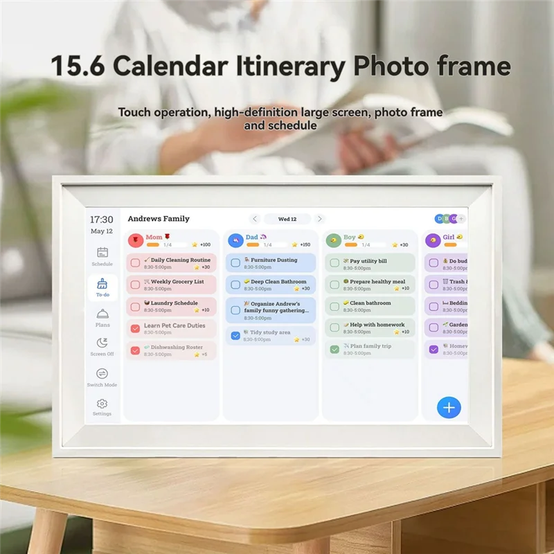 XB-15.6Inch WIFI Smart Digital Calendar Chore Chart HD Interactive Touchscreen Family Planner Hearth Digital Calenda