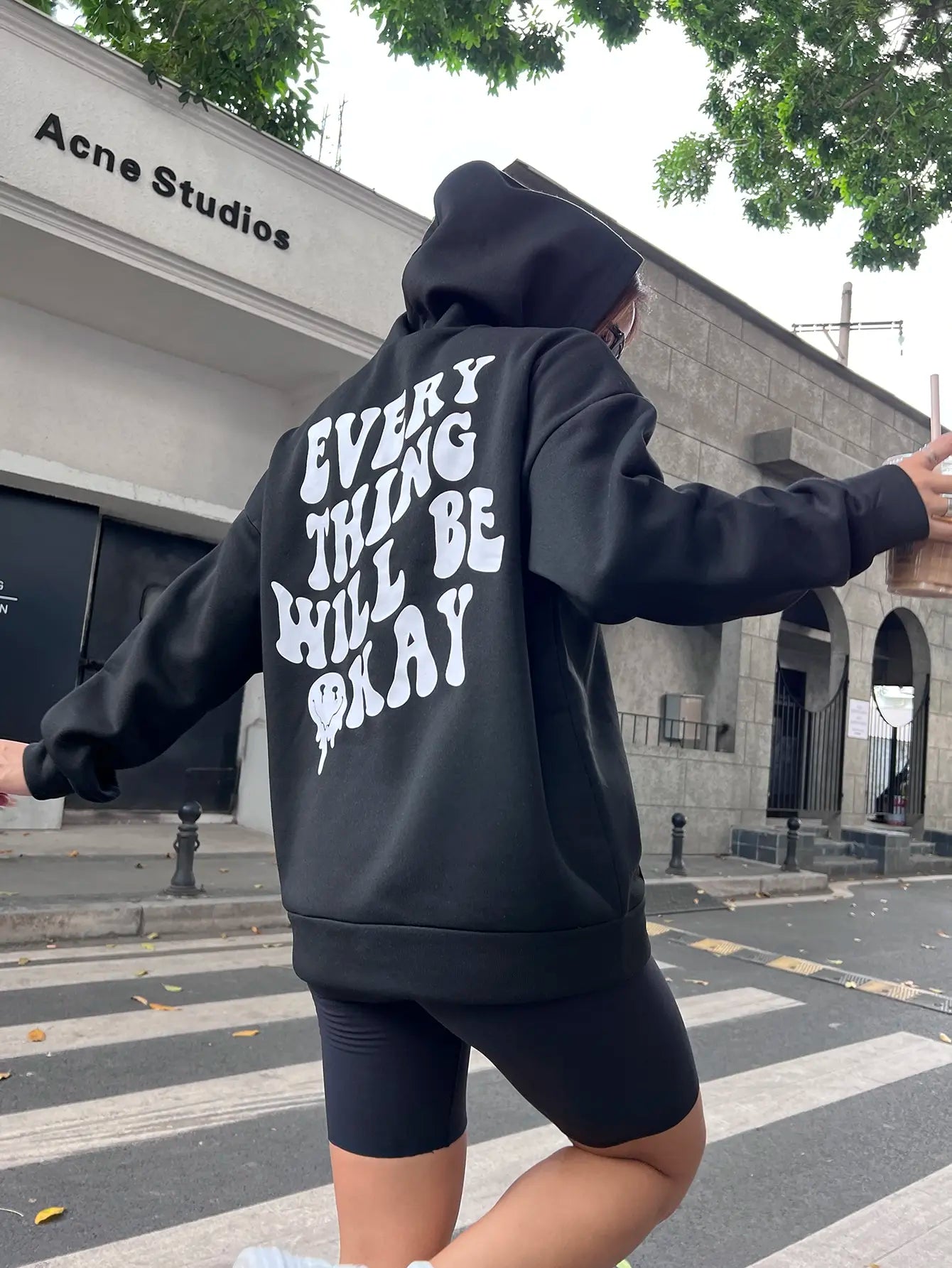 Every Thing Will Be Okay Creative Letter Hoody Female Casual Pocket Hoodie Fashion Loose Clothes Warm Comfortable Pullover