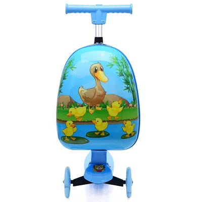 Children Travel Suitcase Cute Cartoon Skateboard Rolling - YourGiftIdeasUK