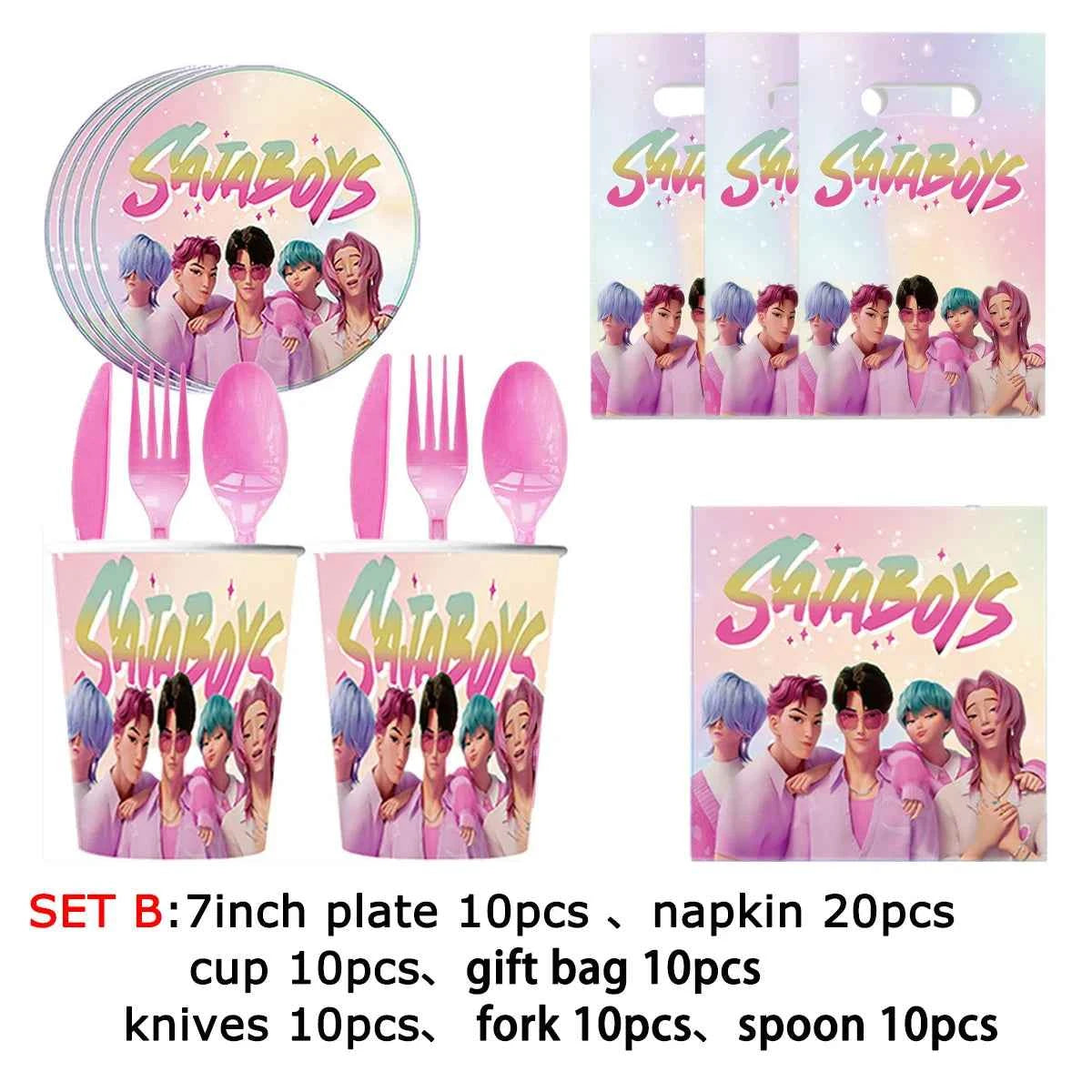 Birthday Decoration Set K Pop Demon Hunters Birthday Tablecloth Cup Plate Baby Shower Party Favors Kids Party Supplies Gift