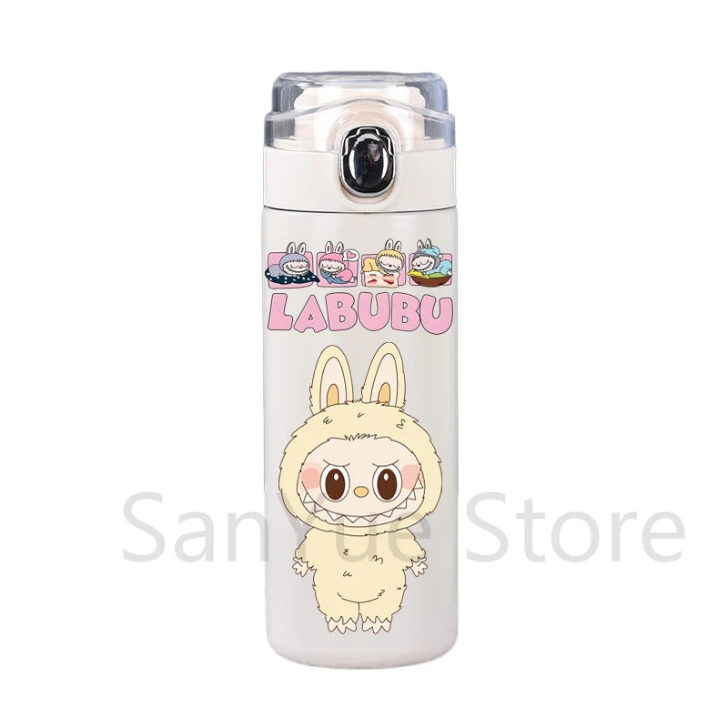 400Ml Water Bottle Cartoon Printed Thermos Cup Pocket Stainless Steel Thermal Coffee Mug Vacuum Insulated Flask Cup Kid Gift
