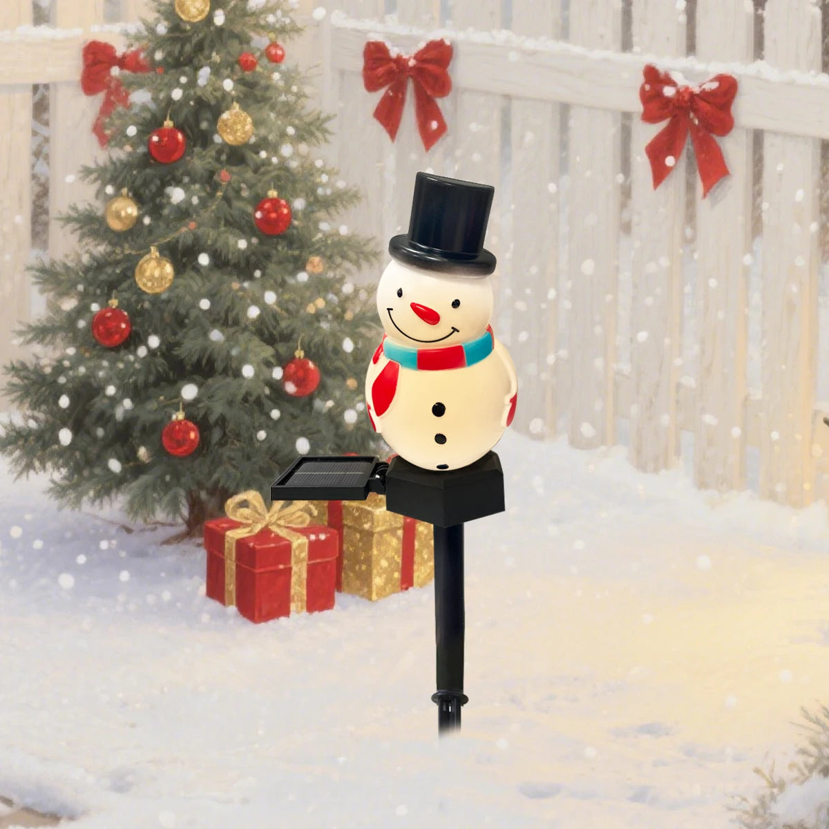 1pc Christmas Cute Snowman Shape Pathway Lights Solar LED Waterproof Walkway Landscape Light For Home Garden Winter Yard Decor - YourGiftIdeasUK