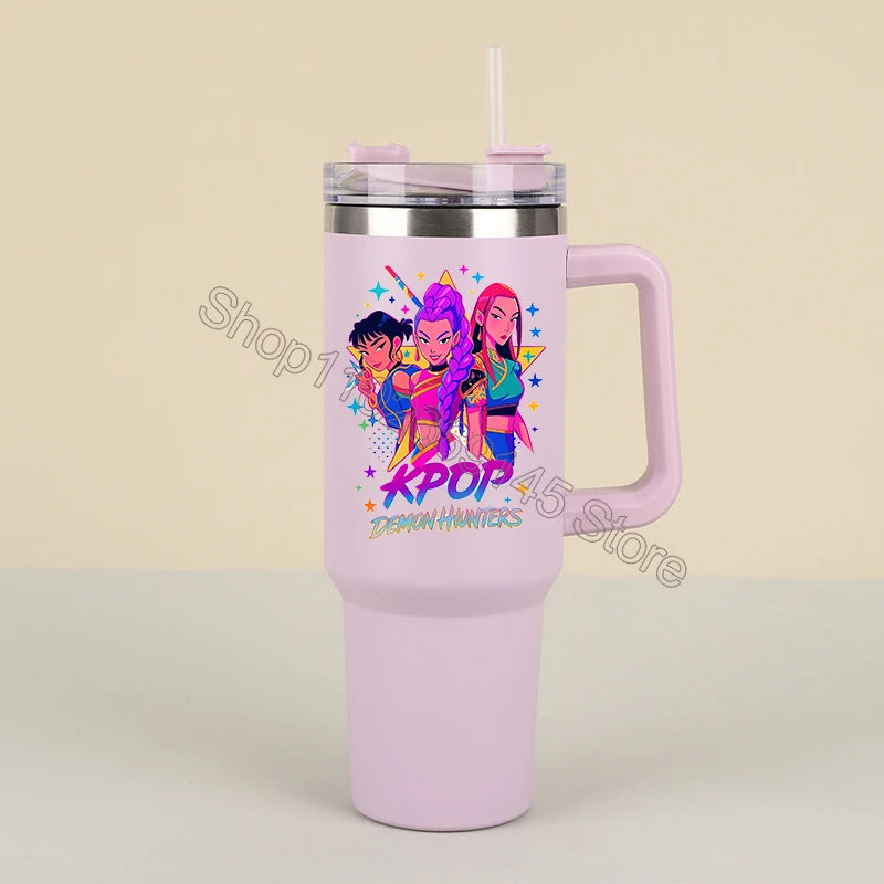 New K Pop Demon Hunters Water Bottles Kawaii Cartoon Water Bottle Girls Large Capacity with Handles Water Cup Birthday Gifts - YourGiftIdeasUK