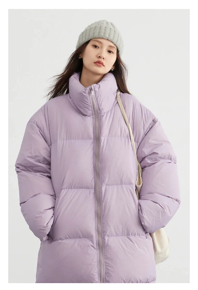 CHIC VEN Women Down Coats New Long Thick Warm Down Jackets Overcoat White Duck Down Loose Casual Jacket Autumn Winter 2023