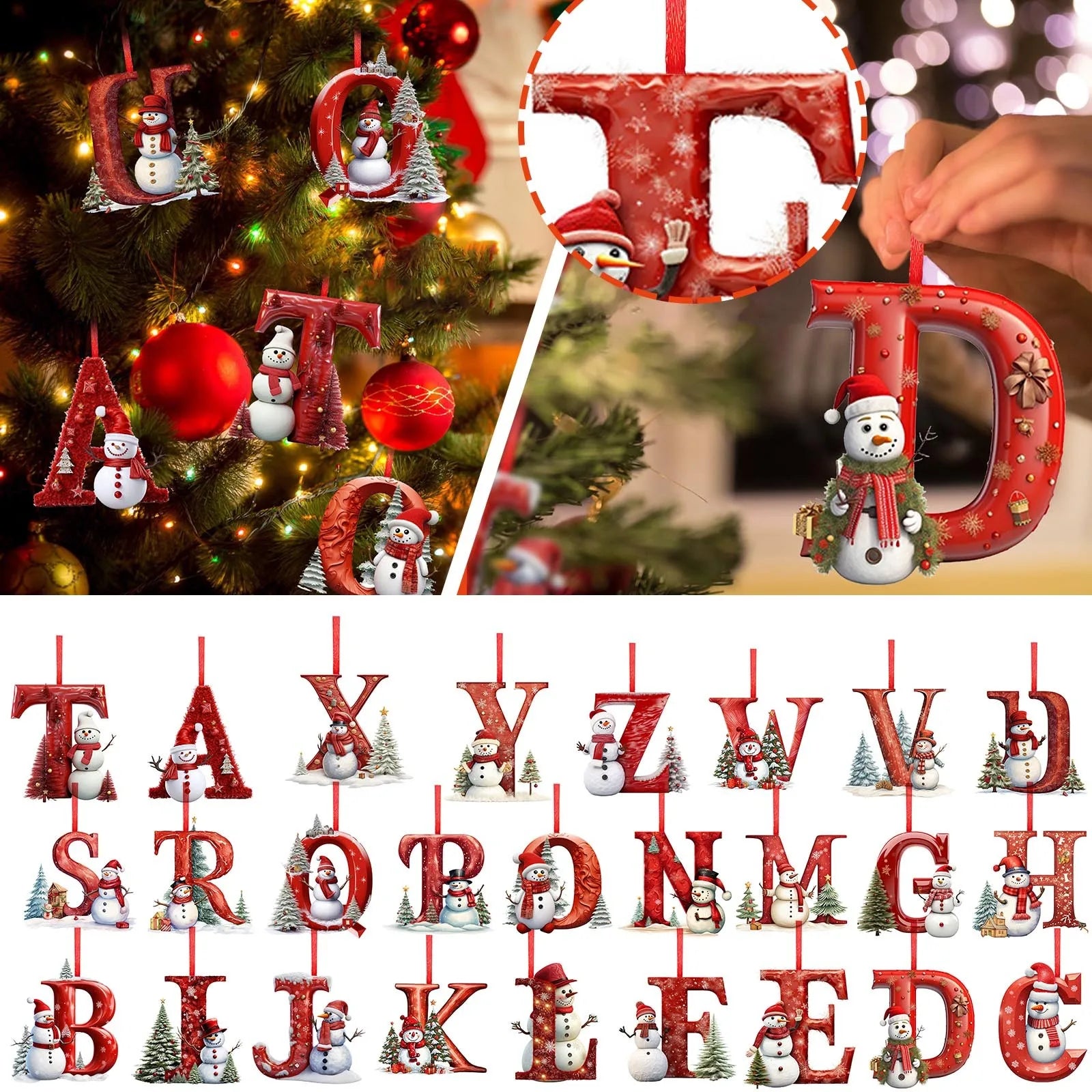 New Christmas Tree Decoration 2D Letter Pendant Acrylic 26 Letter Pendant Hanging Christmas Tree Ornament Accessories navidad - YourGiftIdeasUK