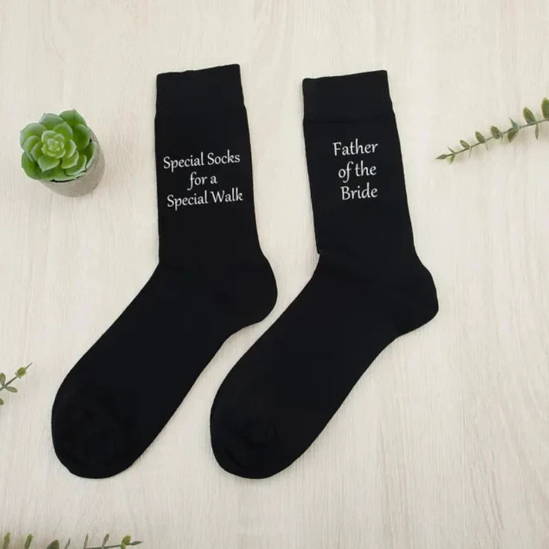Special Socks Wedding Party Socks Father of The Bride Gift Wedding Day Decoration Supplies Gifts Black Father of The Bride Socks