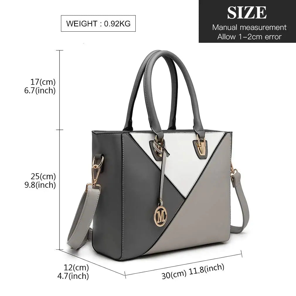 Miss Lulu Women's Elegant Modern Top Handle Shoulder Bag - Versatile Handbag for Work, Shopping, and Travel
