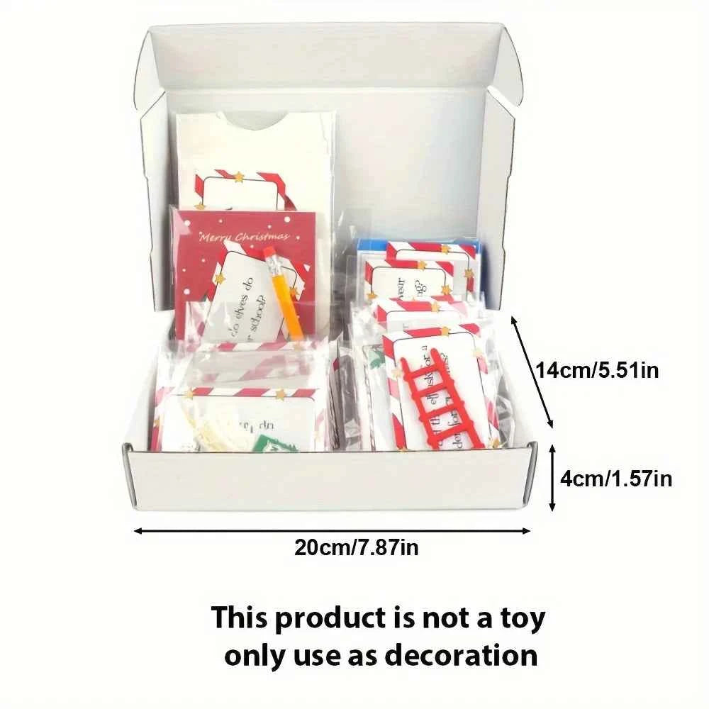 24-Day Christmas Countdown Kit,Elf Arrival Kit with Jokes and Surprises, Elf Set 24 Days of Christmas - Festive Home Decorations